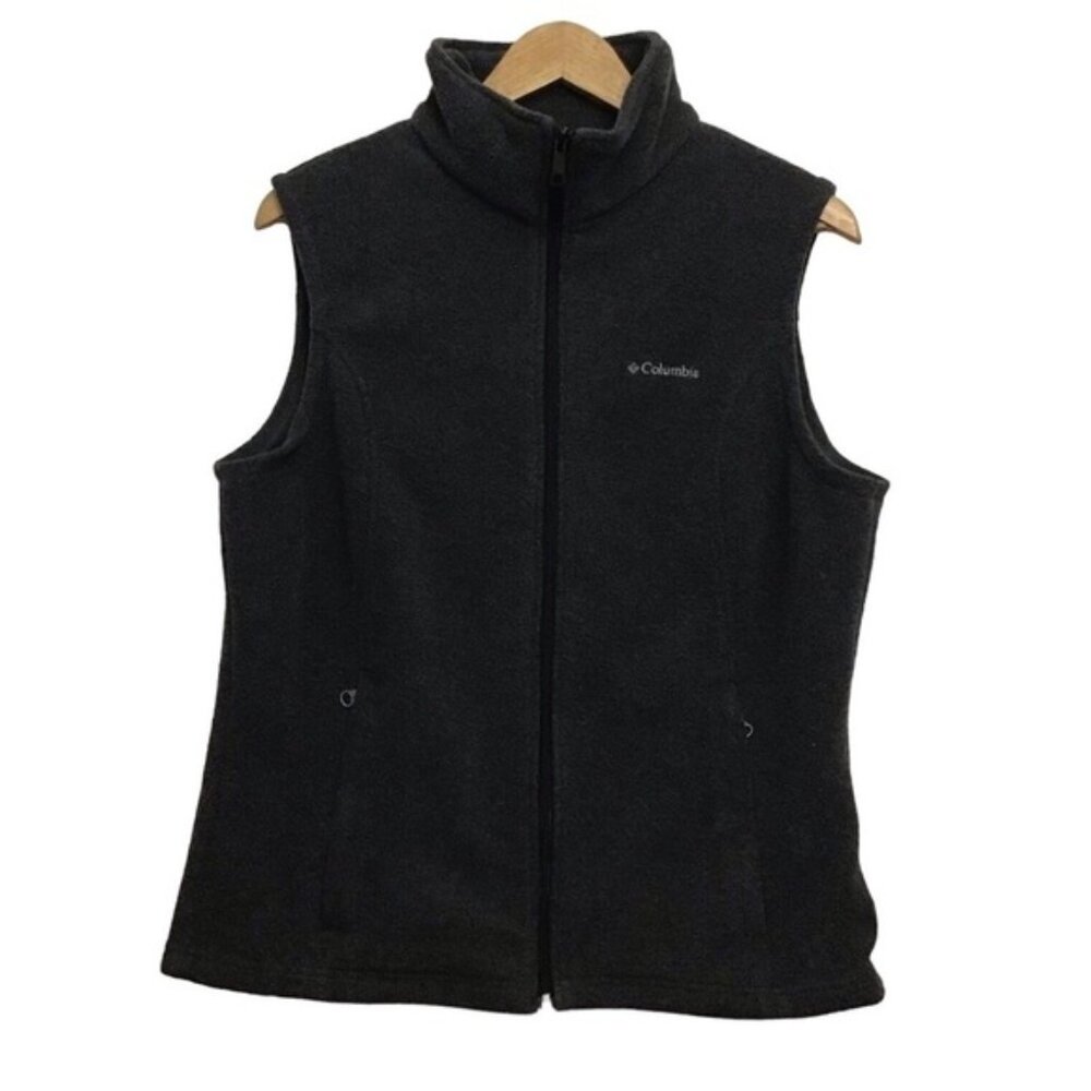 𝅺COLUMBIA sleeveless zip-up vest warm fall winter grey Large